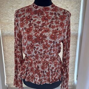 ANDREE BY UNIT Rust Floral Blouse